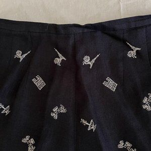 Talbots Navy/White Linen Lady's Pants